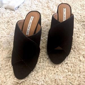 & Other Stories Black Criss-Cross Suede Mules (Size 8)